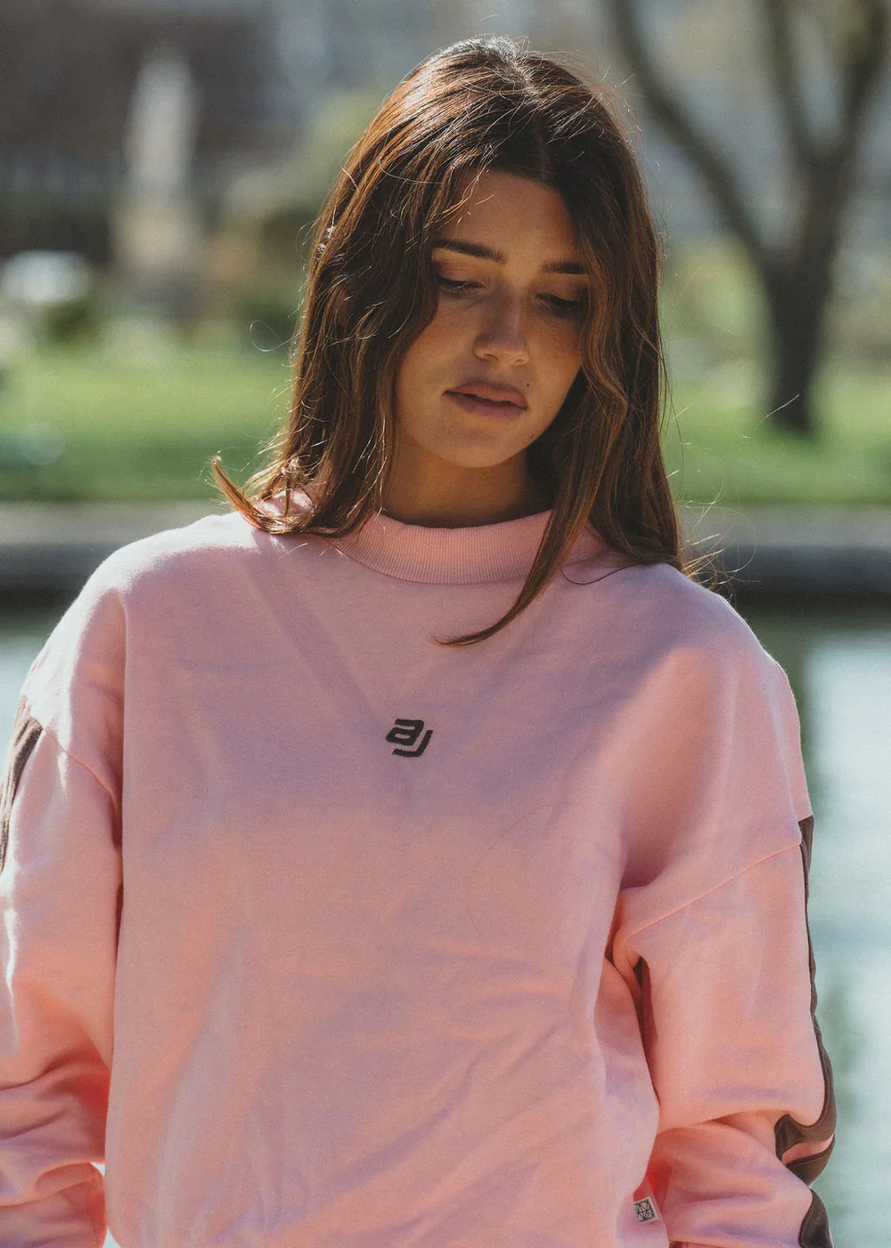 AJ Logo Sweatshirt Rose Quartz | Araminta James - Image 3