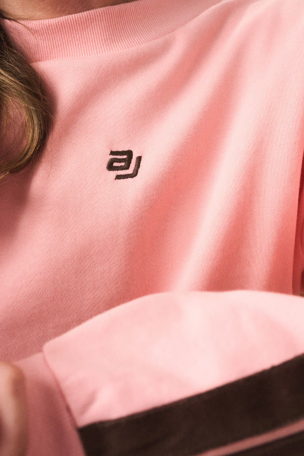 AJ Logo Sweatshirt Rose Quartz | Araminta James - Image 6