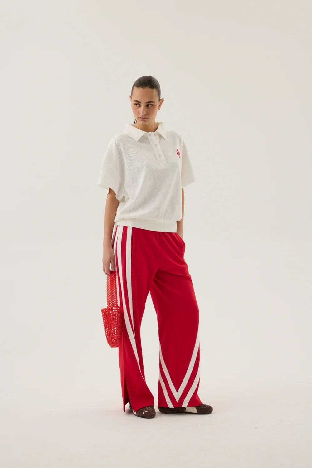 AJ Waffle Short Sleeve Sweatshirt Snow | Araminta James - Image 3