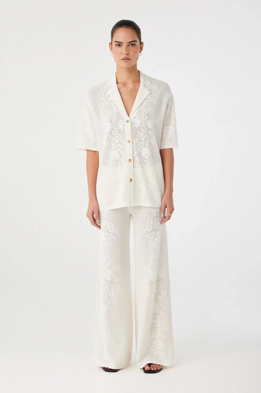 Aster Crochet Pant - Cream | Arcaa