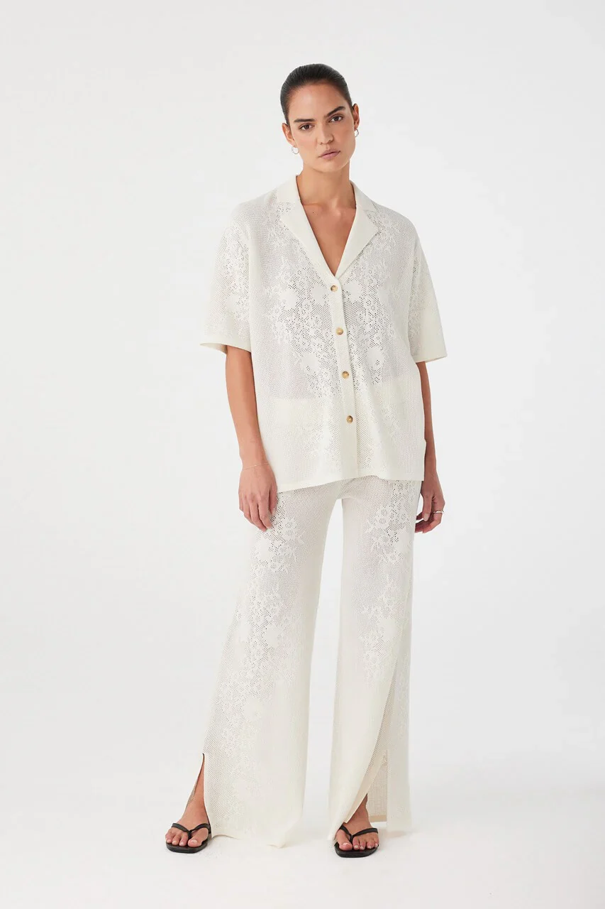 Aster Crochet Pant - Cream | Arcaa - Image 4