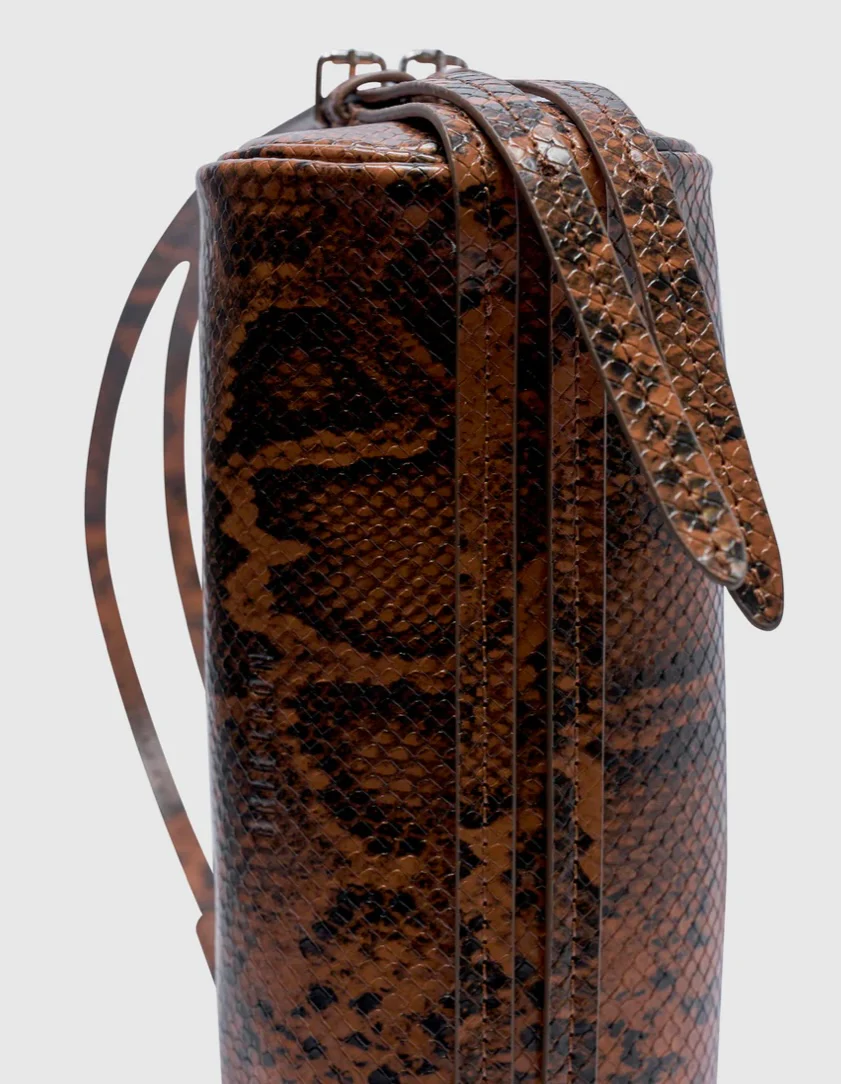 Brooke Mini Barrel Bag - Brunette Python | Brie Leon - Image 3