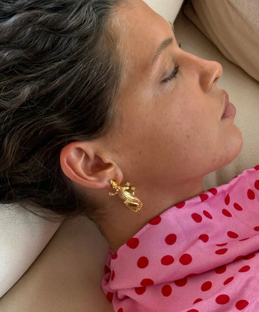 Crocodile Gold Earrings | Susmie’s Collection - Image 3