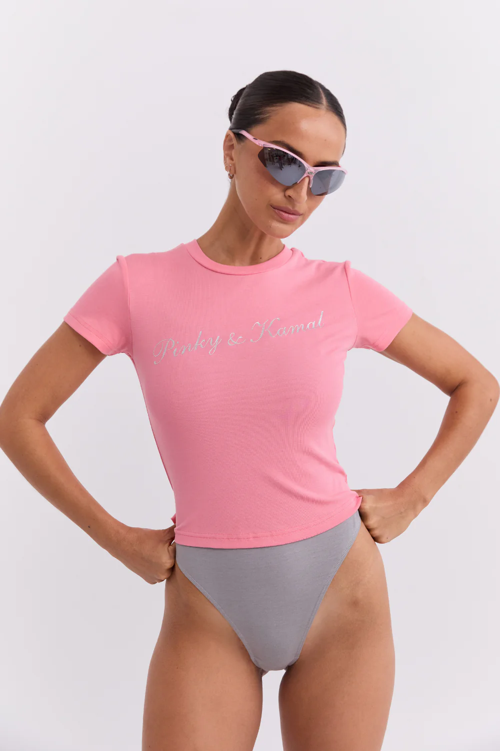 Powdered Silver Logo Baby Tee Pink | Pinky & Kamal - Image 6
