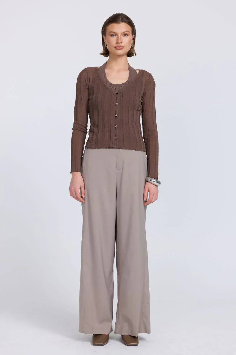 Dual Knit Cardi Set Truffle | Sovere - Image 3