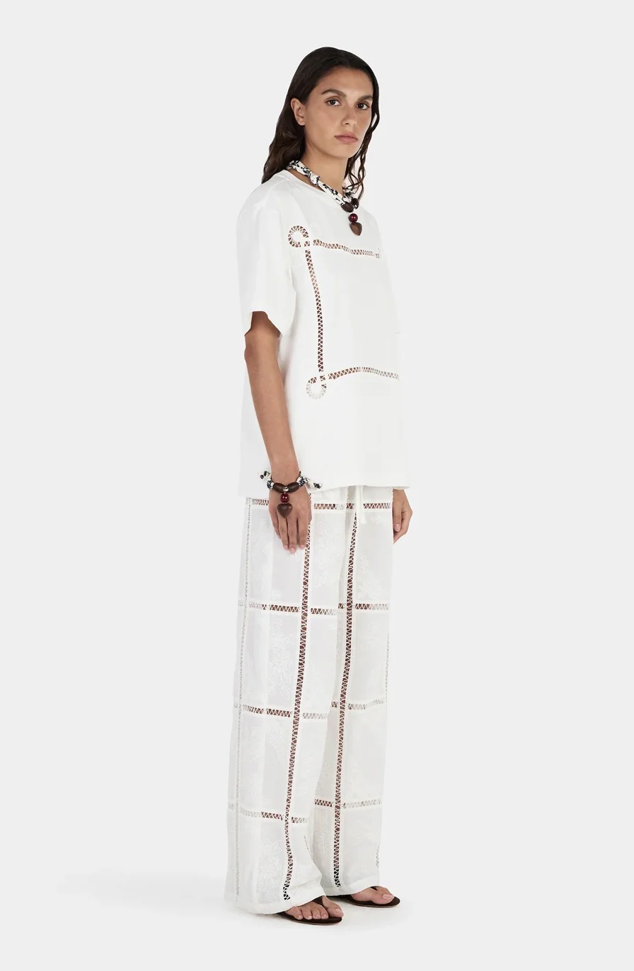 Maxwell Lattice Tshirt Ivory | Hansen & Gretel - Image 3