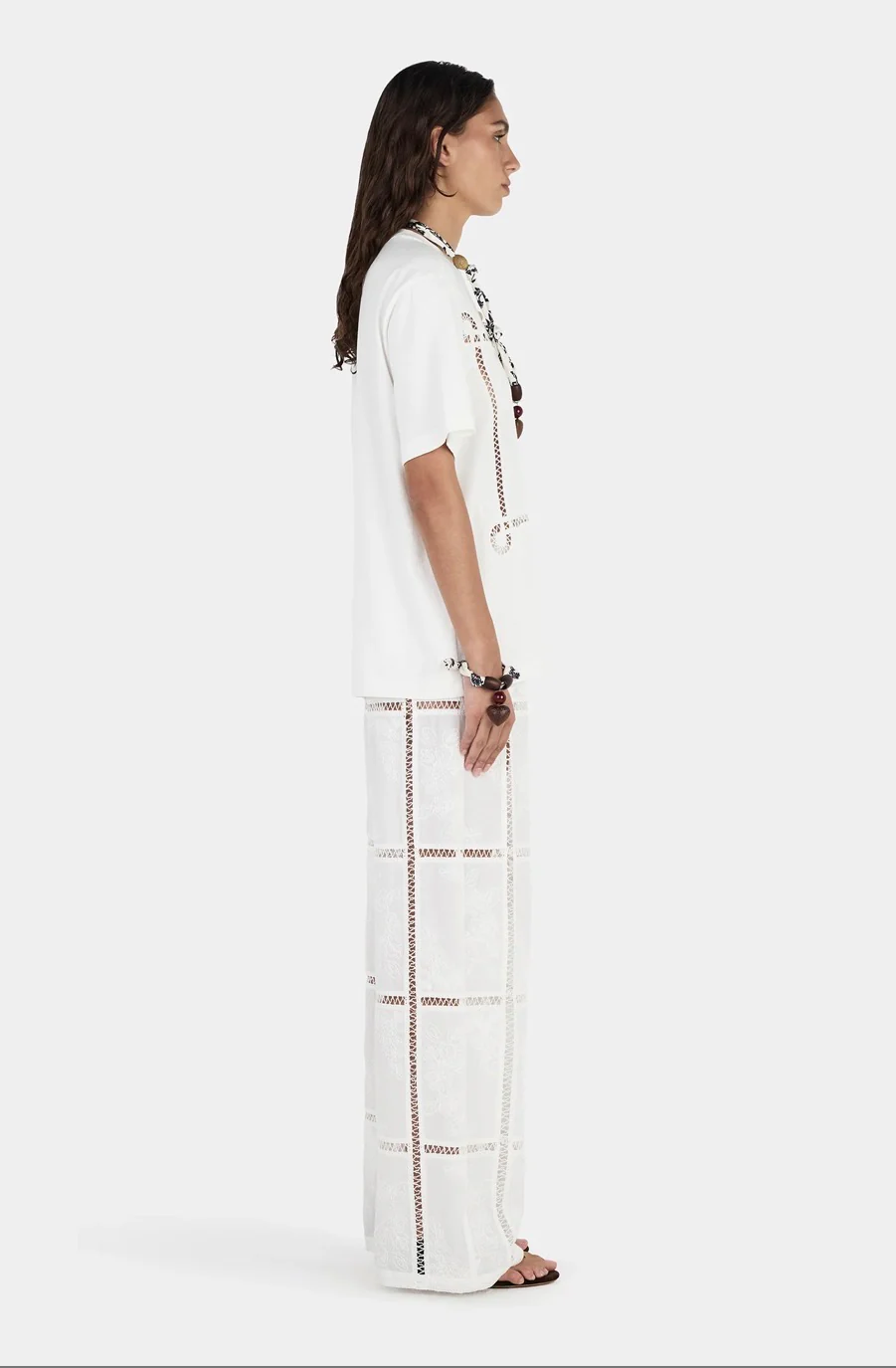 Maxwell Lattice Tshirt Ivory | Hansen & Gretel - Image 4