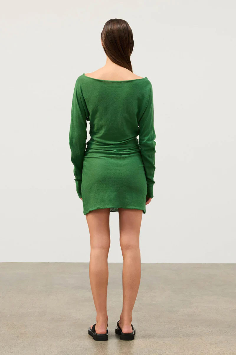 Gathered Knit Dress - Tallow Green - Image 4