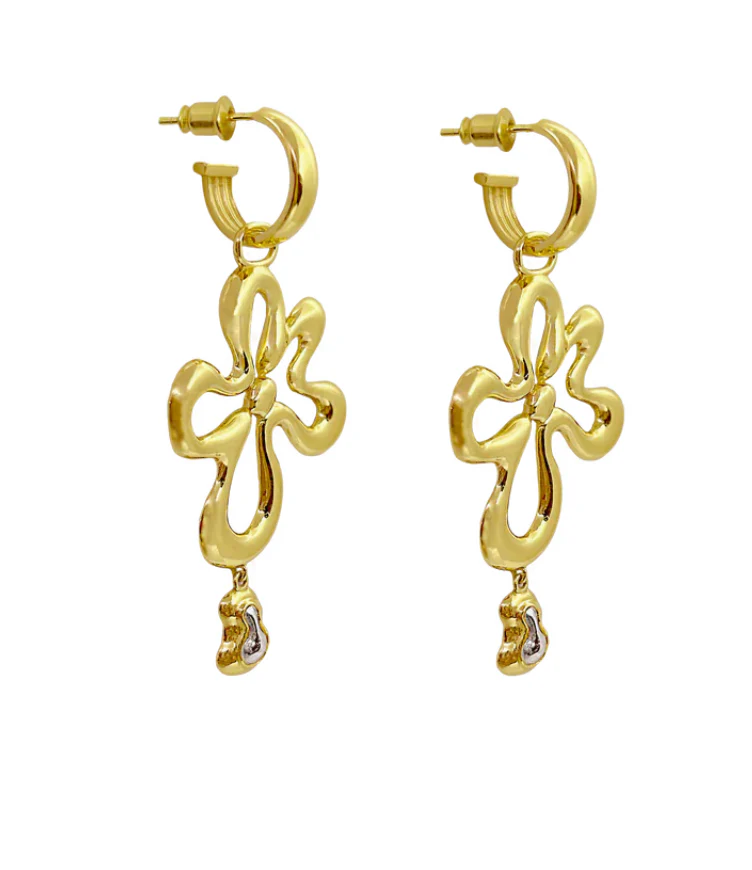 Dahlia Flower Earrings Gold | Mountain & Moon - Image 3