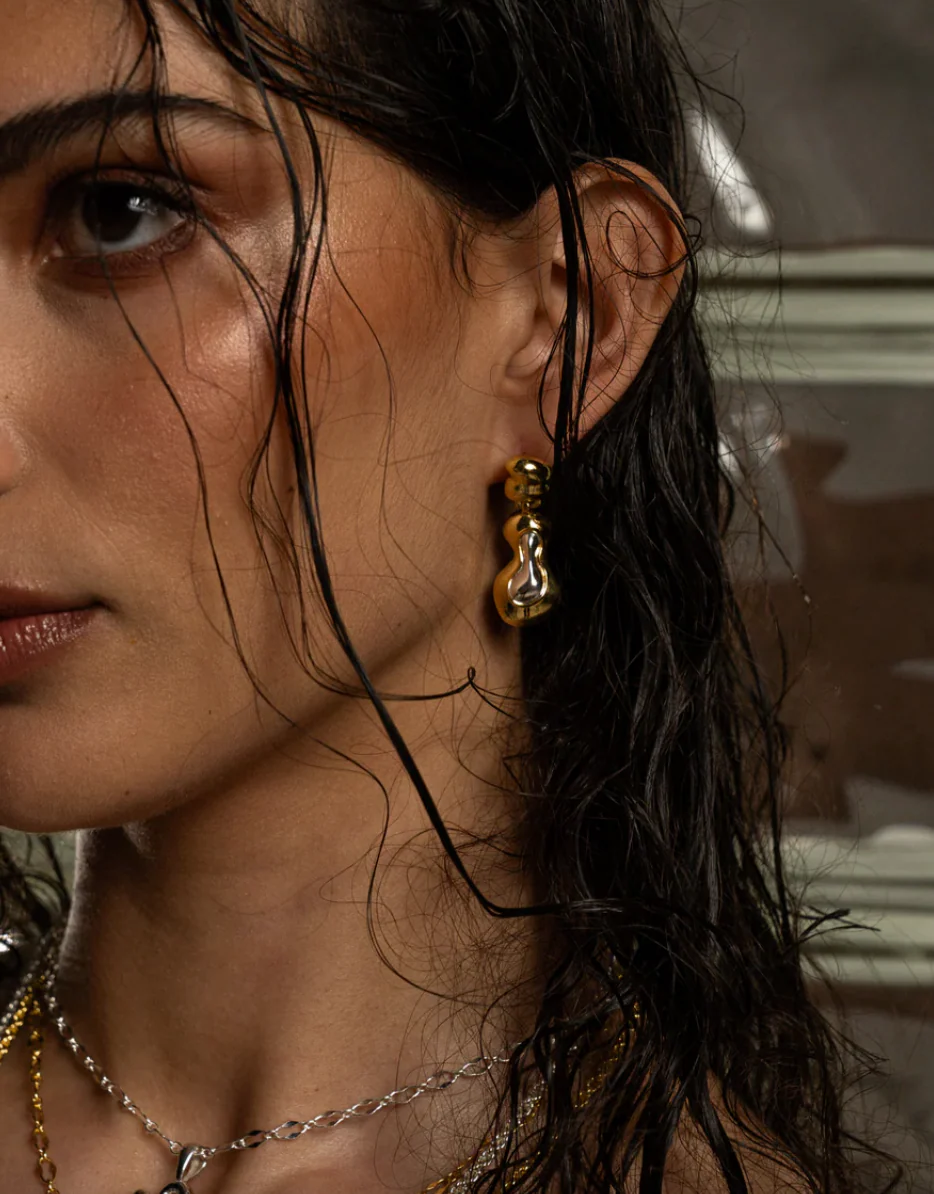 Marlee Drop Gem Earrings Mixed Metal | Mountain & Moon - Image 3
