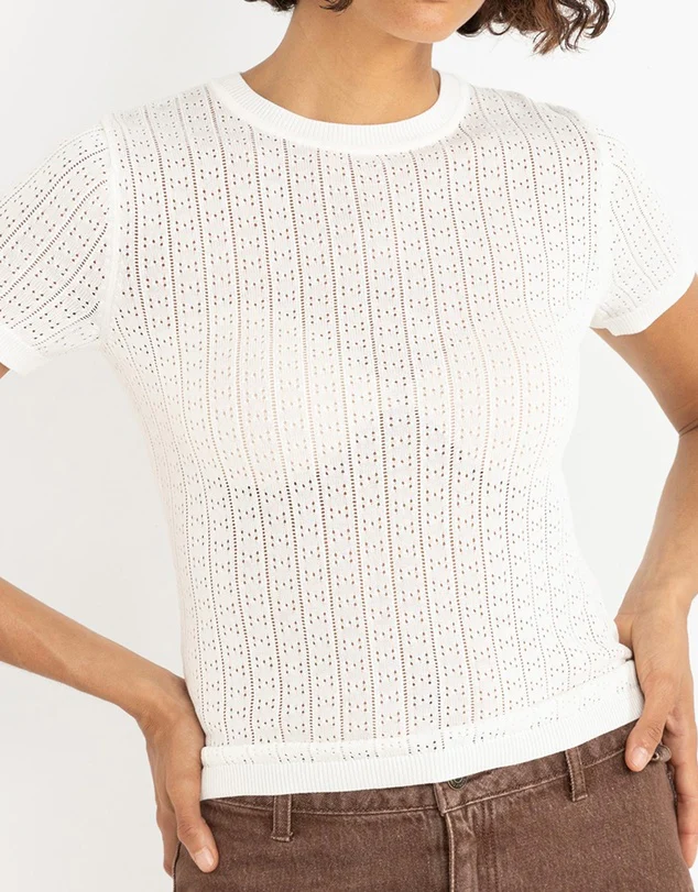 Ojai Pointelle Knit Top - White | Rhythm - Image 4