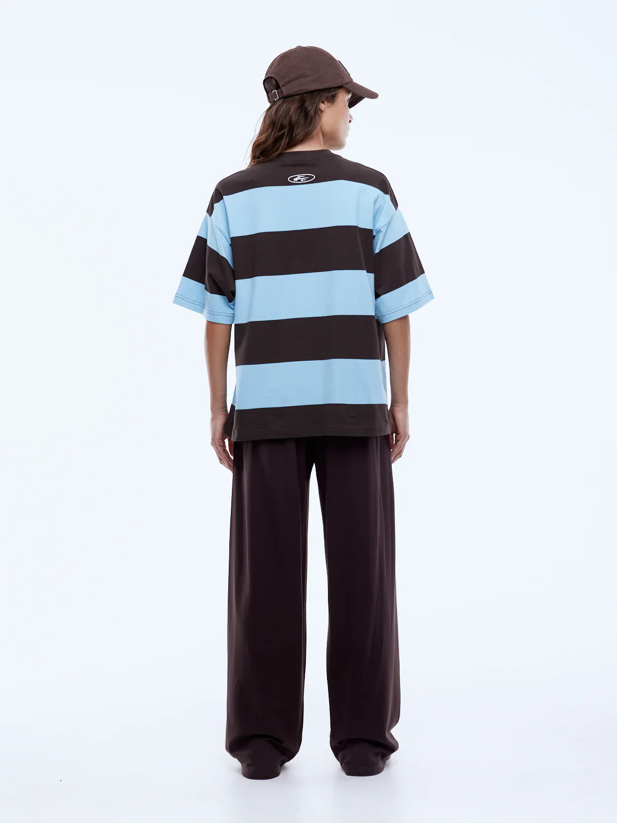 Pelly Sports Stripe Tee - Cloud Blue/Cocoa Stripe | Ena Pelly - Image 4