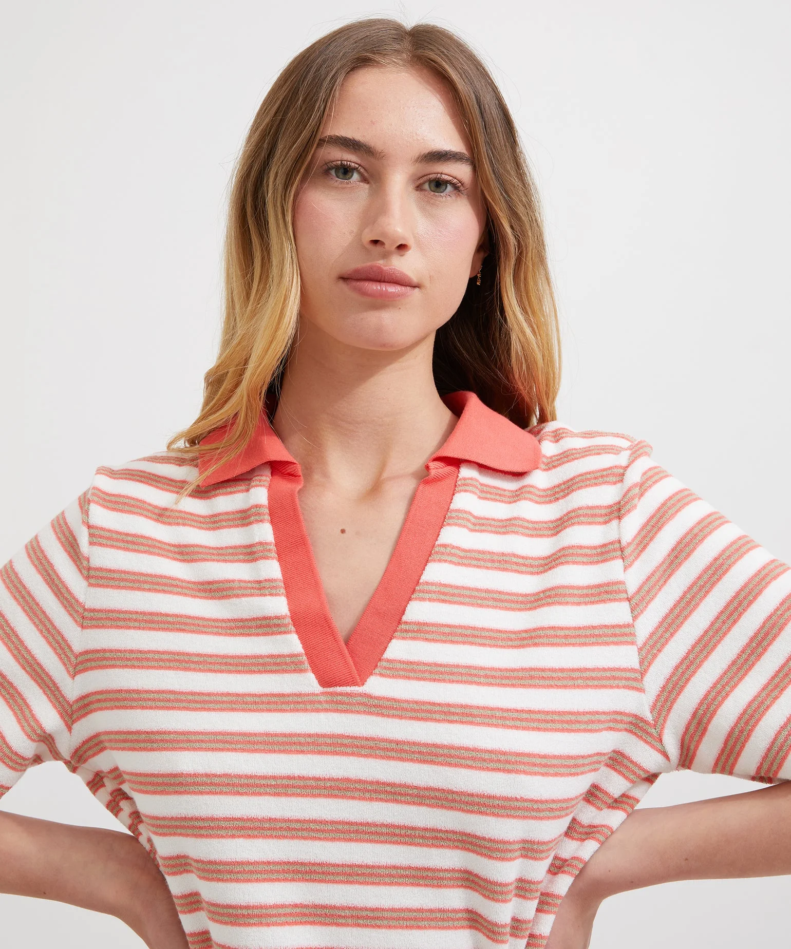 Terry Polo - Coral/ White Stripe | Holiday Shop - Image 3