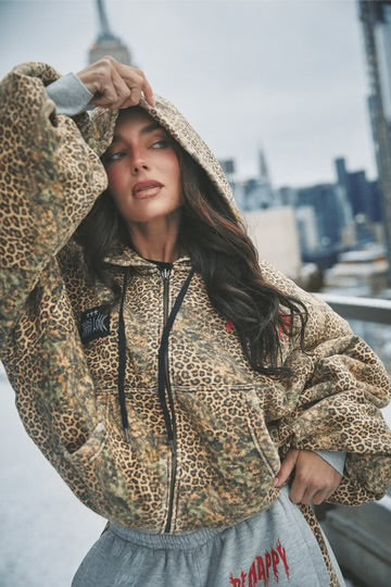 The Be Happy Leopard Padded Bomber | Sabbi - Image 3
