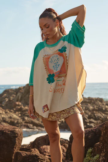 The Long Time No Sea Raglan Tee - Green | Sabbi - Image 3