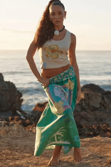 The Seas The Day Maxi Skirt - Green | Sabbi - Image 3