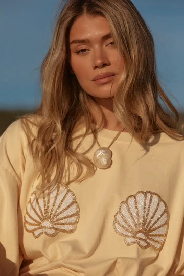 The Very Oversized Shell Titty Tee - Creamy Yellow | Sabbi - Image 3