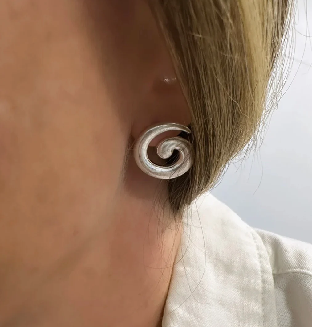 Mini Swirl Earrings Silver | Briwok - Image 3