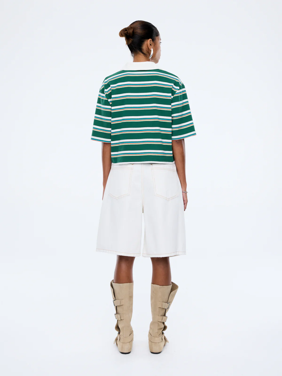 Violet Short Sleeve Polo - Sage Stripe | Ena Pelly - Image 4