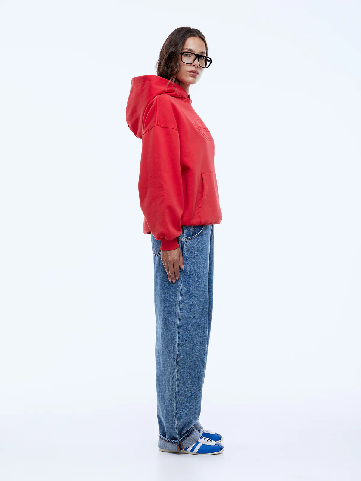 Washed Debossed Hoodie - Washed Red - Image 3