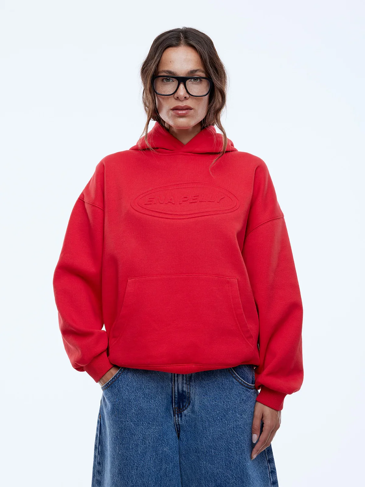 Washed Debossed Hoodie - Washed Red - Image 5