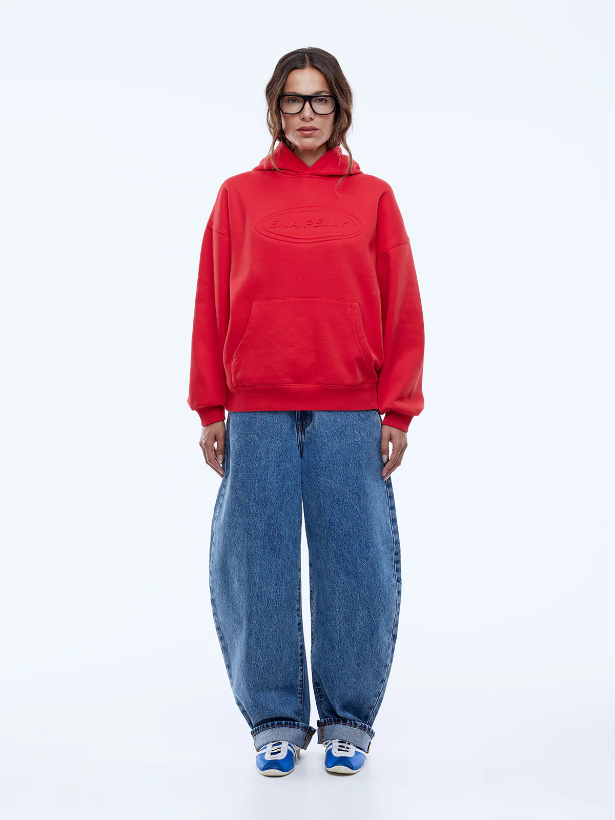 Washed Debossed Hoodie - Washed Red - Image 6
